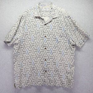 Tommy Bahama Shirt Mens 2XL XXL Casual Pocket Button Up Geometric Short Sleeve